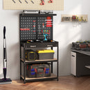 Tool Storage Workbench with Pegboard with 14 Hanging Accessories for Garage