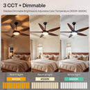 56" 5-Blade Ceiling Fan with Dimmable LED Light and Remote Control