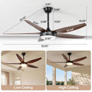 56" 5-Blade Ceiling Fan with Dimmable LED Light and Remote Control