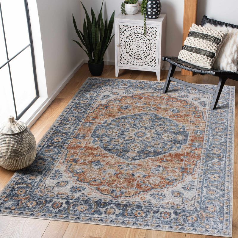 Rust Hiti Washable area rug - Clearance