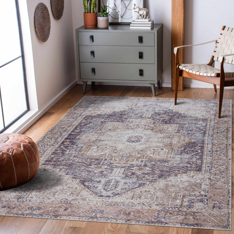 Beige Rosman Washable Area Rug