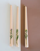 Floral Inlaid Tapered Candle in Cream - Set of 3 by Galley & Fen