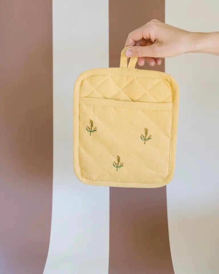 Yellow Embroidered Pot Holder, photo 2 of 8