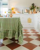 Moss Ruffled Gingham Tablecloth by Galley & Fen
