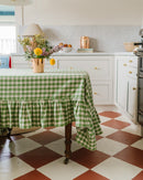 Moss Ruffled Gingham Tablecloth by Galley & Fen