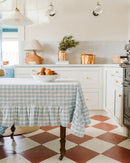 Blue Ruffled Gingham Tablecloth by Galley & Fen