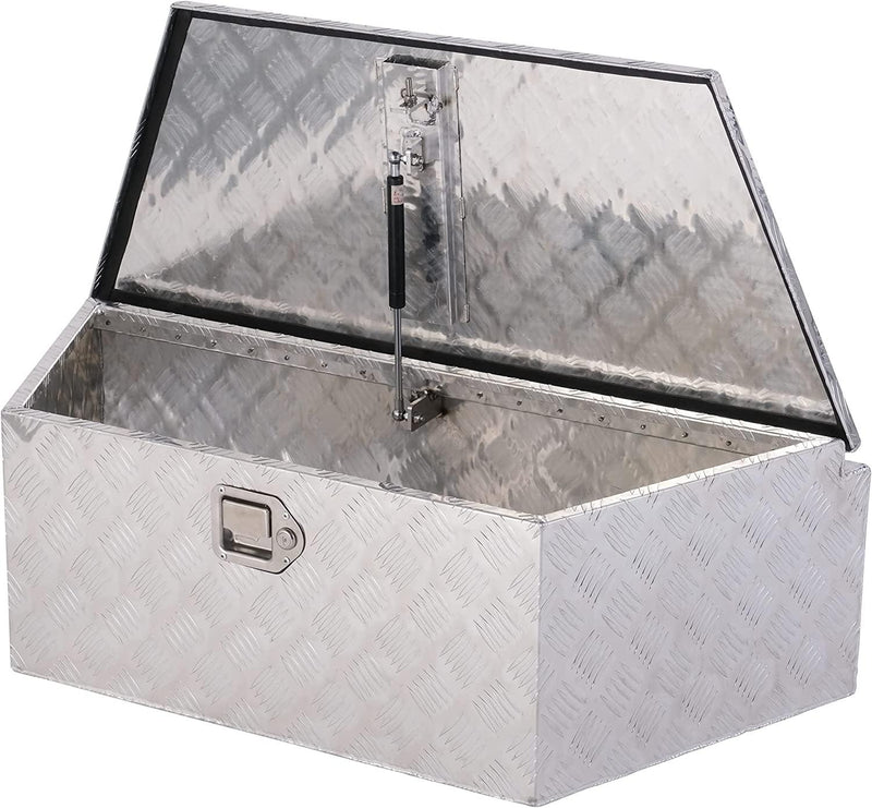 39" x 16.5" x 12" Heavy Duty 5 Bar Tread Aluminum Trailer Tongue Truck Box Tool Chest w/ Lock and Keys, Silver