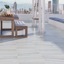 Silver Sky Vein Cut Rustic Textured Marble Tile