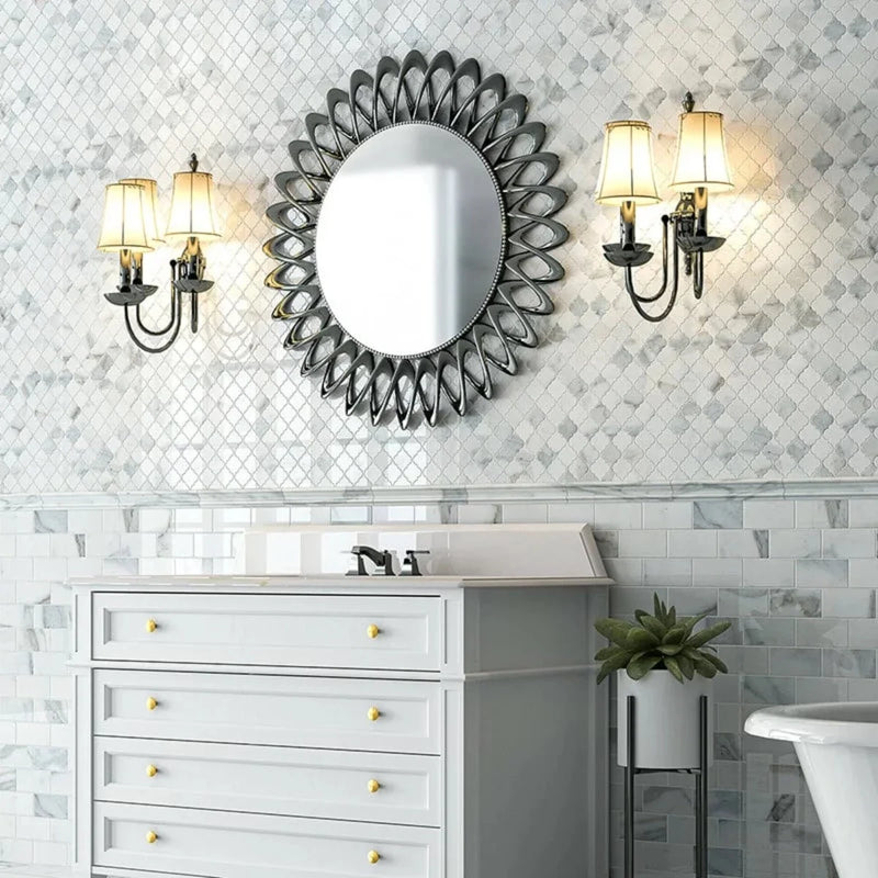 Calacatta Gold Modena 12"x12" Polished Arabesque Marble Mosaic Tile