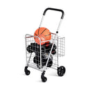 Folding Shopping Cart Basket Rolling Trolley with Adjustable Handle