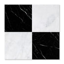 Black, Carrara T Polished Checkerboard Pattern Marble Tile