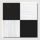 Bianco Dolomiti, Black Honed Checkerboard Pattern Marble Tile