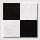 Black, Carrara T Polished Checkerboard Pattern Marble Tile