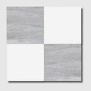 Athens Grey Light, Thassos Extra Honed Checkerboard Pattern Marble Tile