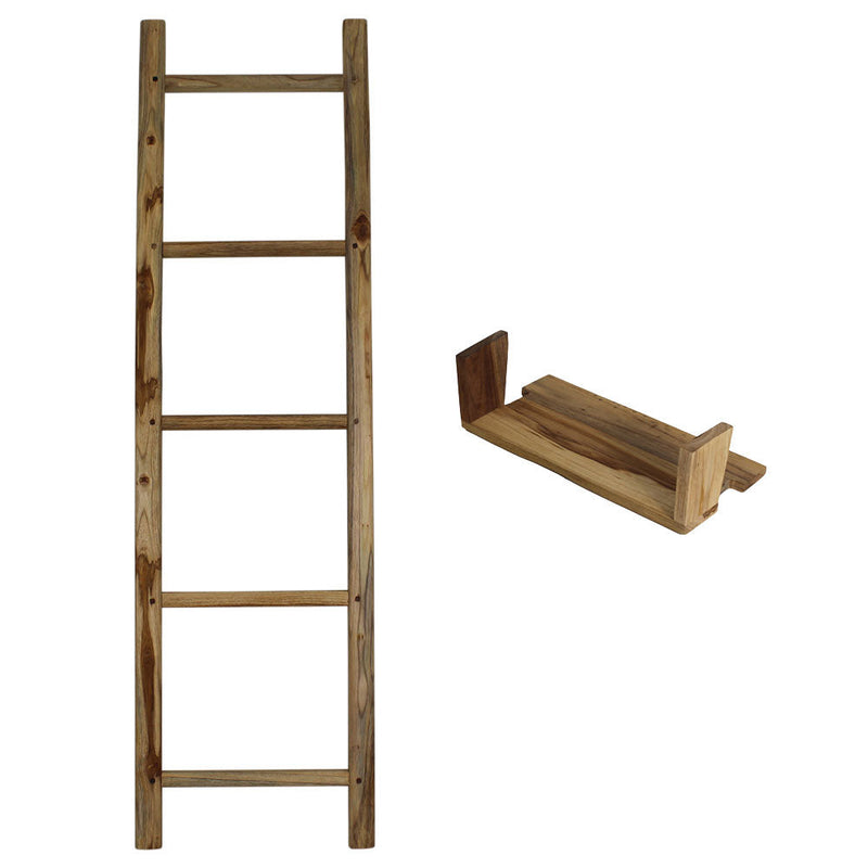 Haussmann® Teak Teak Towel Ladder 18 x 64 in H Adj Shelf Teak Oil