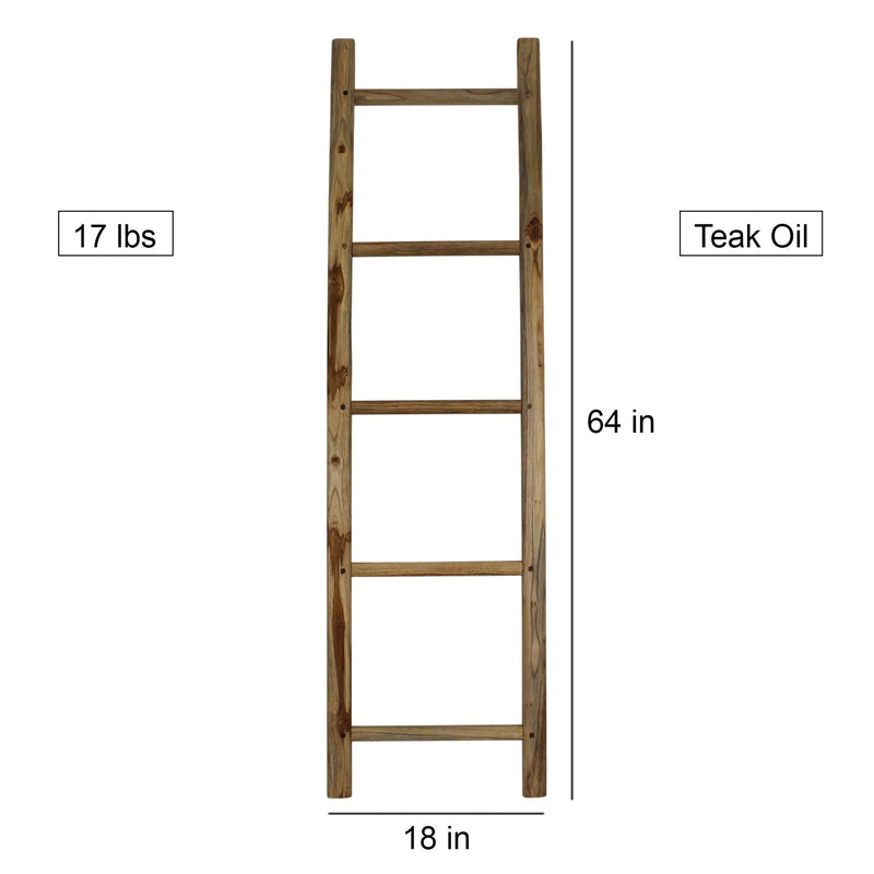 Haussmann® Teak Teak Towel Ladder 18 x 64 in H Adj Shelf Teak Oil