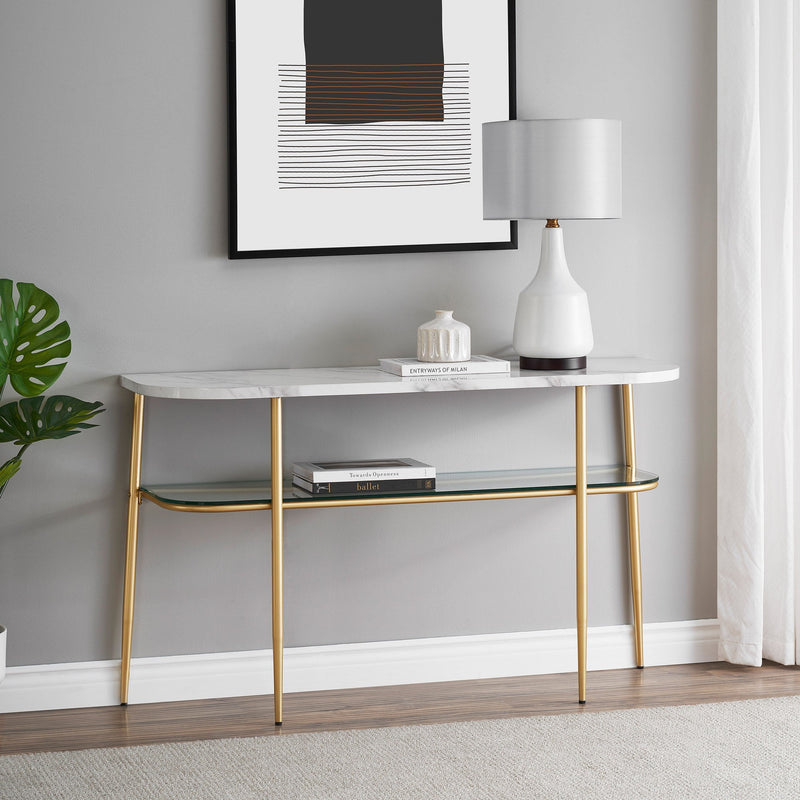 Tilly Modern Minimal Curved Faux Marble Entry Table
