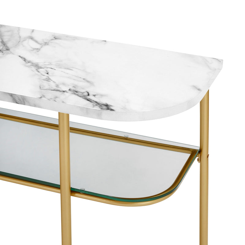 Tilly Modern Minimal Curved Faux Marble Entry Table