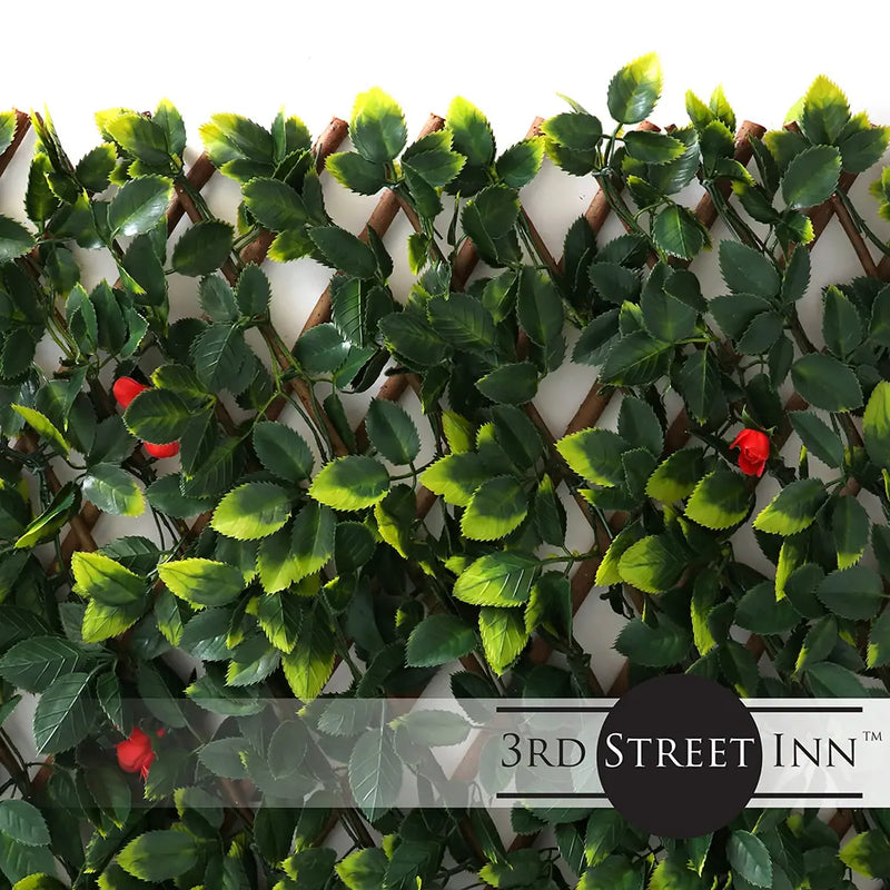 Red Rose Rattan Greenery Trellis