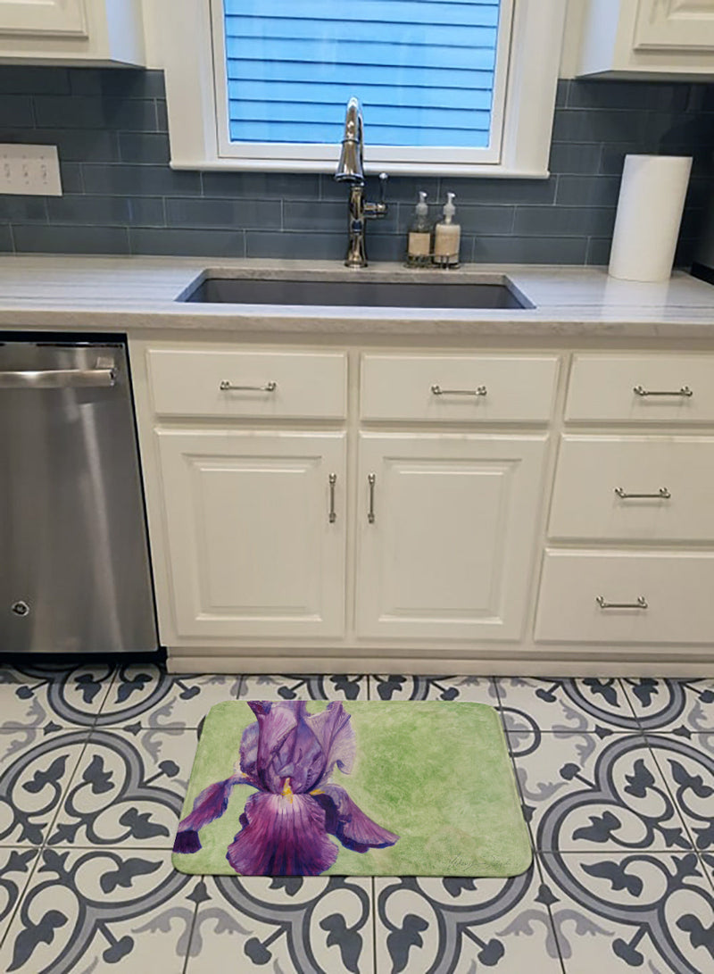 Purple Iris by Malenda Trick Machine Washable Memory Foam Mat TMTR0234RUG