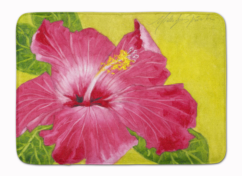 Hot Pink Hibiscus by Malenda Trick Machine Washable Memory Foam Mat TMTR0317RUG