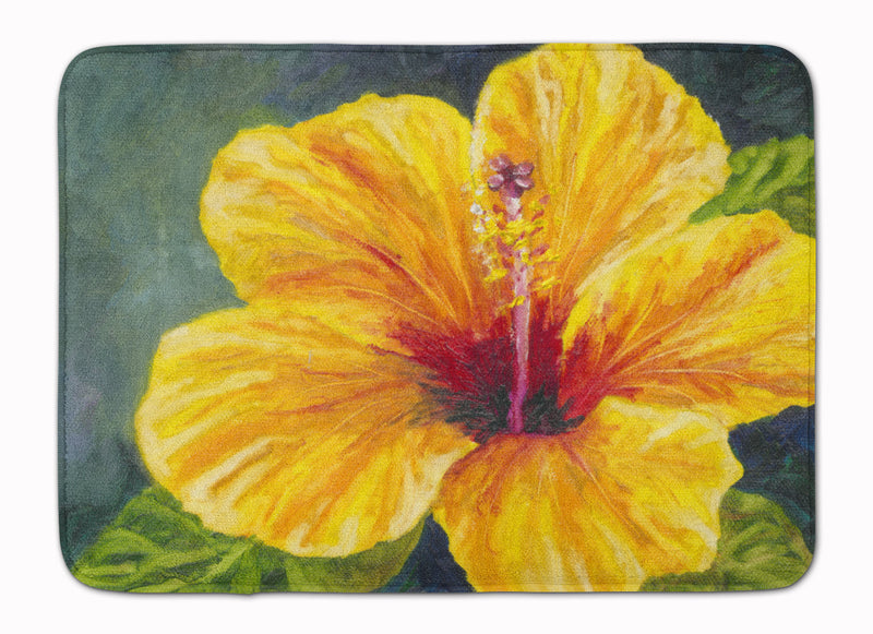 Yellow Hibiscus by Malenda Trick Machine Washable Memory Foam Mat TMTR0321RUG