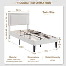 Set of 2 - Twin size White Tufted Upholstered Platform Bed Frame with Headboard