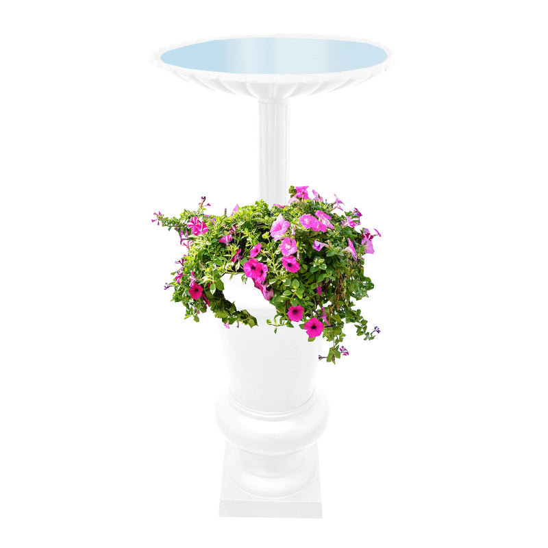 Ornate Round Cast Aluminum Metal 40-in Bird Bath Planter Vase Combo