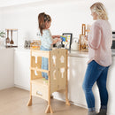 Folding Wooden Step Stool with Lockable Safety Rail for Toddler 3+