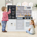 Pretend Play Kitchen with Utensils for Kids Aged 3+-White