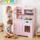 Wooden Play Kitchen Set with Range Hood and Microwave
