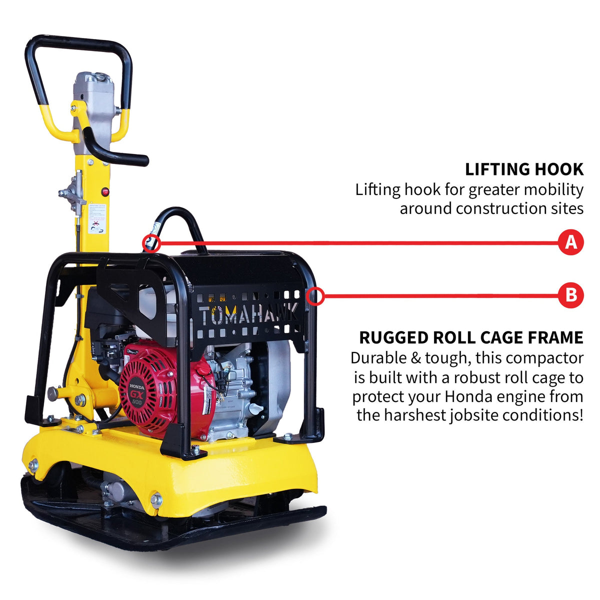 Tomahawk 6.5 HP Honda Reverse Hydraulic Plate Compactor for Soil, Aggregate, Cohesive Compaction, photo 7 of 13