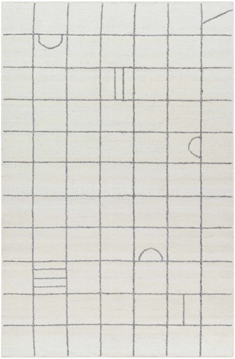 Tieve Black & White Grid Wool Rug