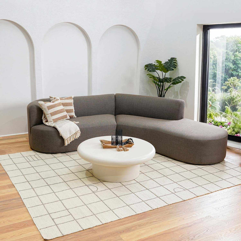 Tieve Black & White Grid Wool Rug