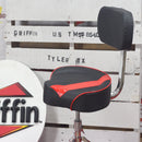 GRIFFIN Drum Throne with Backrest Support | Saddle Style Padded Leather Drummer Motorcycle Biker Seat | Swivel Adjustable Height Music Drum Chair | Musicians Guitar Stool | Percussion Tractor Top