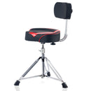 GRIFFIN Drum Throne with Backrest Support | Saddle Style Padded Leather Drummer Motorcycle Biker Seat | Swivel Adjustable Height Music Drum Chair | Musicians Guitar Stool | Percussion Tractor Top