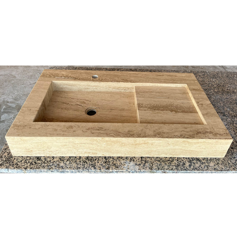 Handcrafted Travertine Stone Sink - Natural Warm Earthy Artisan, photo 2 of 10