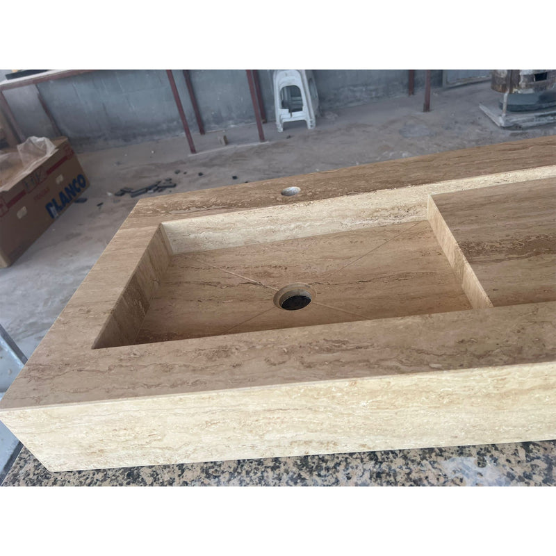 Handcrafted Travertine Stone Sink - Natural Warm Earthy Artisan, photo 9 of 10