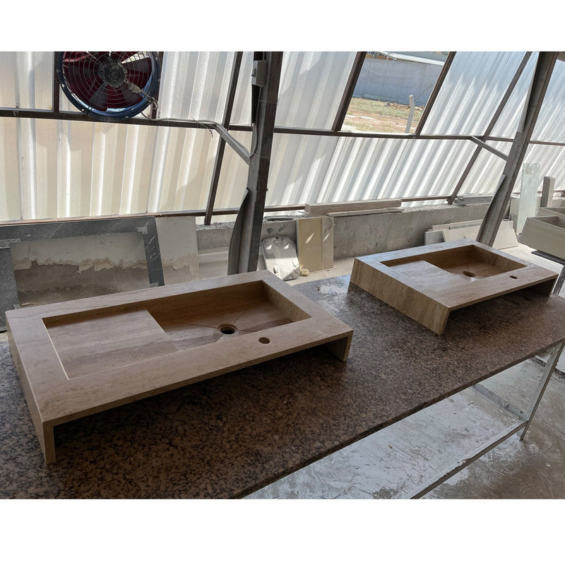 Handcrafted Travertine Stone Sink - Natural Warm Earthy Artisan, photo 7 of 10