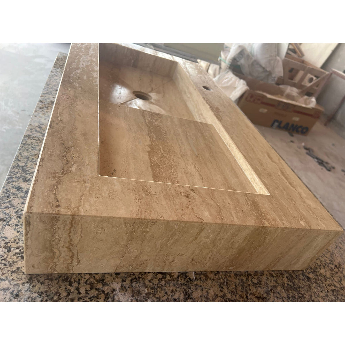 Handcrafted Travertine Stone Sink - Natural Warm Earthy Artisan, photo 8 of 10