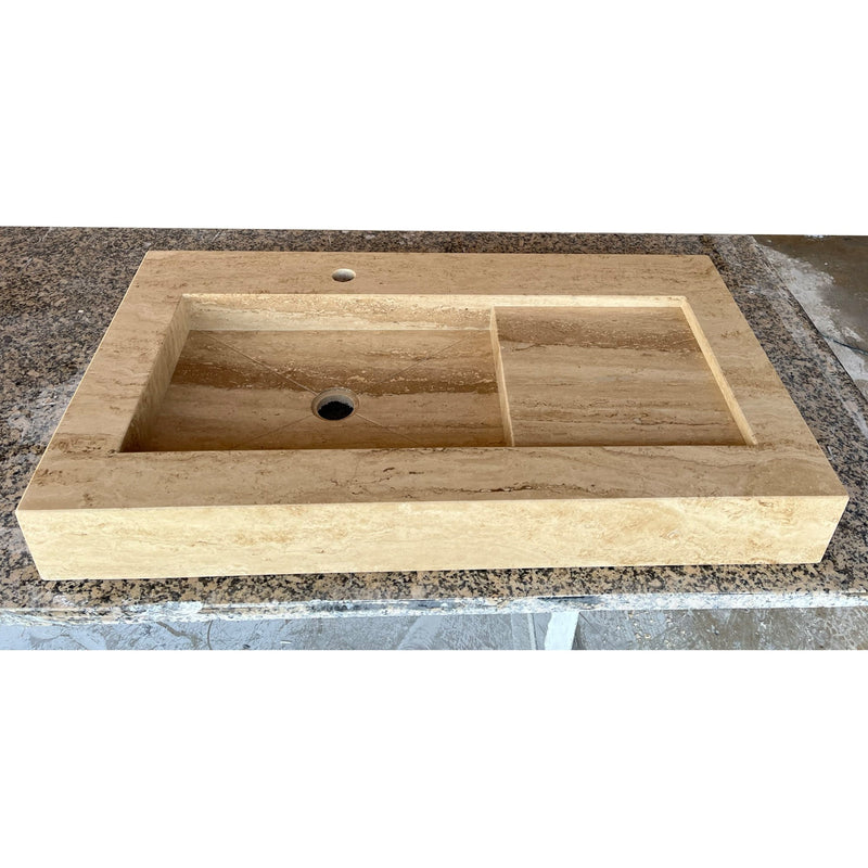 Handcrafted Travertine Stone Sink - Natural Warm Earthy Artisan, photo 6 of 10