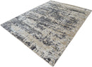 Peach and Charcoal Modern Abstract Hand Knotted Bamboo Silk 8x10 Area Rug