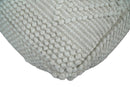 Modern Geometrical Pattern White Hand Woven Wool Pouf