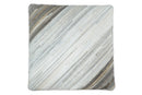 Modern Stripes Pattern Ivory and Brown Leather Pouf
