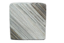 Modern Stripes Pattern Ivory and Brown Leather Pouf
