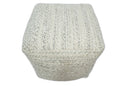 Beige and Gray Modern Chevron Handwoven Viscose Pouf