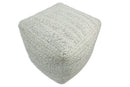 Beige and Gray Modern Chevron Handwoven Viscose Pouf