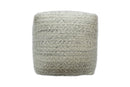 Beige and Gray Modern Chevron Handwoven Viscose Pouf