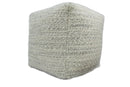 Beige and Gray Modern Chevron Handwoven Viscose Pouf