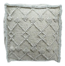 Modern Boho Design Beige Handwoven Wool Pouf
